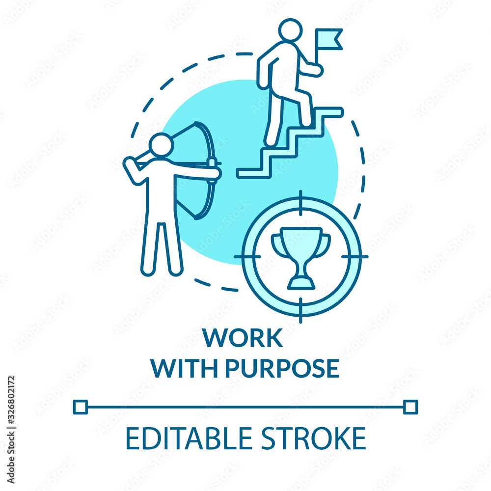 Work with purpose turquoise concept icon. Marketing plan. Motivation for career growth. Avoid burnout idea thin line illustration. Vector isolated outline RGB color drawing. Editable stroke Work with purpose turquoise concept icon. Marketing plan. Motivation for career growth. Avoid burnout idea thin line illustration. Vector isolated outline RGB color drawing. Editable stroke