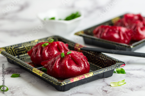 Beetroot Crystal Dumplings, homemade healthy dim sum with minced pork filling