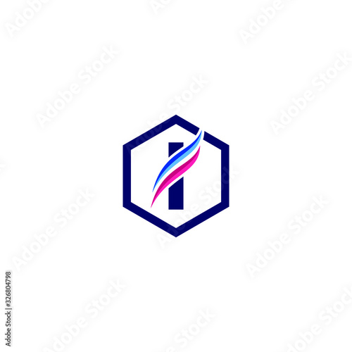 Initial Letter I Hexagon with Waves Logo Design Free Download Initial Letter I Hexagon with Waves Logo Design - GFXLoad