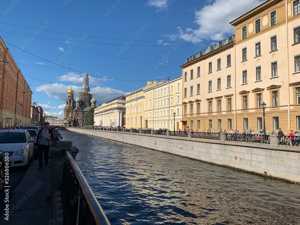River by the Cathedral Saint Petersburg Russia
