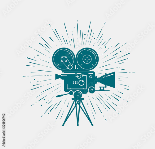 Camcorder, movie camera. Video shooting, cinema vector illustration