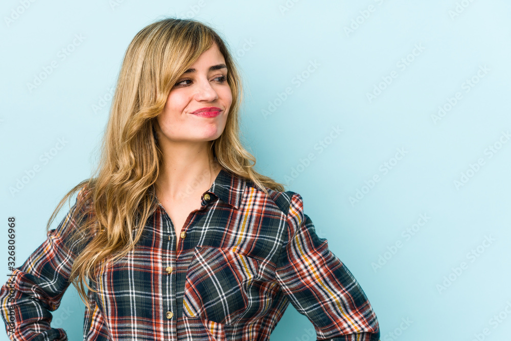 Young blonde caucasian woman dreaming of achieving goals and purposes Young blonde caucasian woman dreaming of achieving goals and purposes