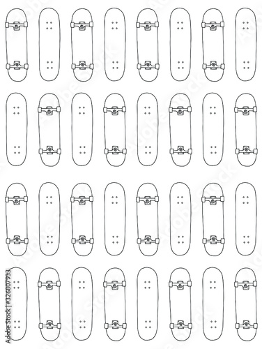 Vector seamless pattern of hand drawn doodle sketch skateboard isolated on white background