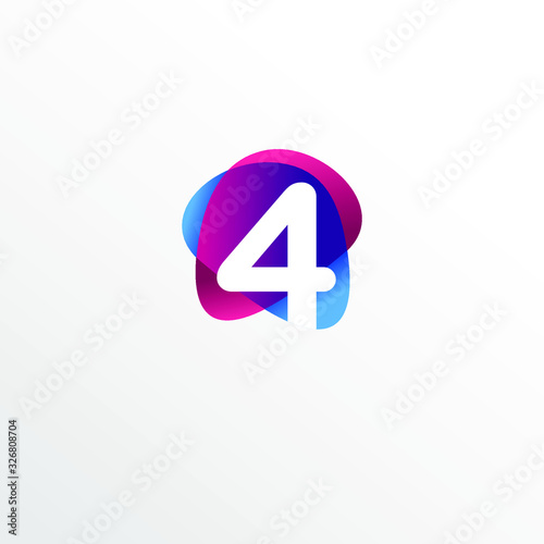 Initial Number 4 Funny Colorful Logo Design