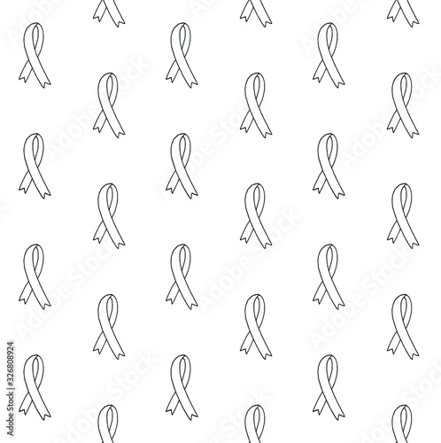 Vector seamless pattern of hand drawn doodle sketch cancer ribbon isolated on white background
