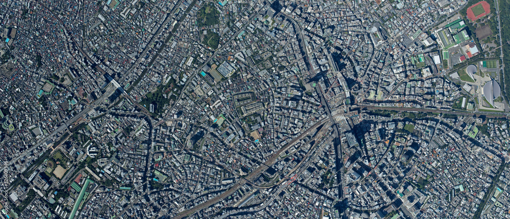 渋谷から中目黒広域範囲・真俯瞰空撮