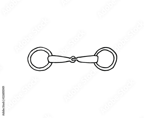 Vector hand drawn doodle sketch horse equestrian bit isolated on white background