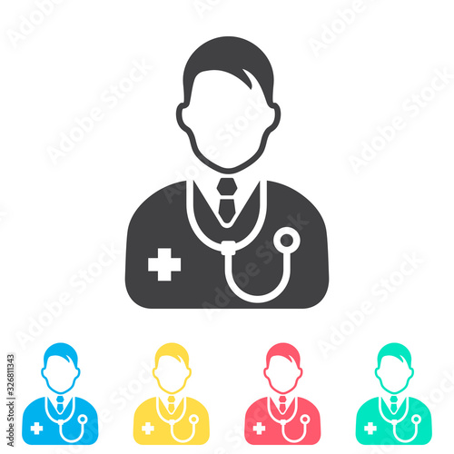 Doctor multi color icon set. Simple glyph, flat vector of medical icons for ui and ux, website or mobile application
