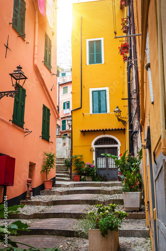 Fototapeta Naklejka Na Ścianę i Meble -  Traditional cozy street in city San Remo, Italy