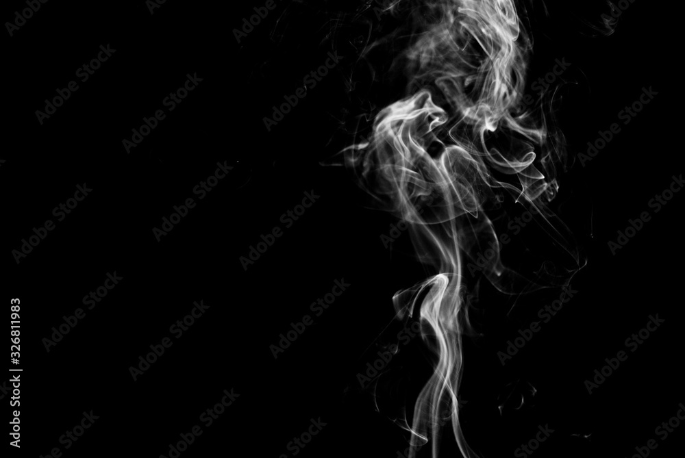Picture of white cigar smoke in black view