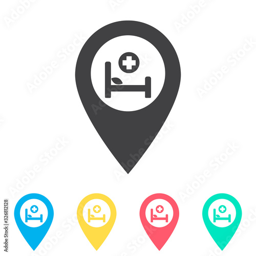 Hospital location multi color icon set. Simple glyph, flat vector of medical icons for ui and ux, website or mobile application