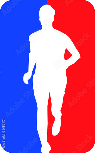 Vector logo of running sport in red, blue and white