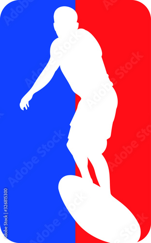 Vector logo of surf sport in red, blue and white