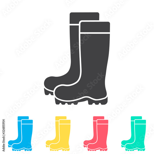 Boots multi color icon set. Simple glyph, flat vector of spring icons for ui and ux, website or mobile application