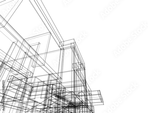 house building sketch architecture 3d illustration