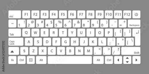Modern flat web template with keyboard template on gray background.