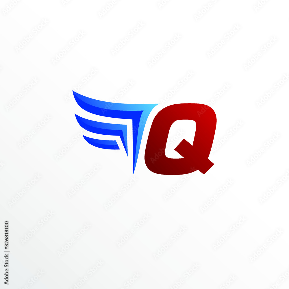 Initial Letter Q with Wing Logo Design Initial Letter Q with Wing Logo Design