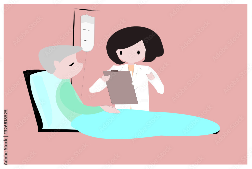 Medical personnel are caring for sick people. Vector person cartoon character on isolated background. Medical personnel are caring for sick people. Vector person cartoon character on isolated background.