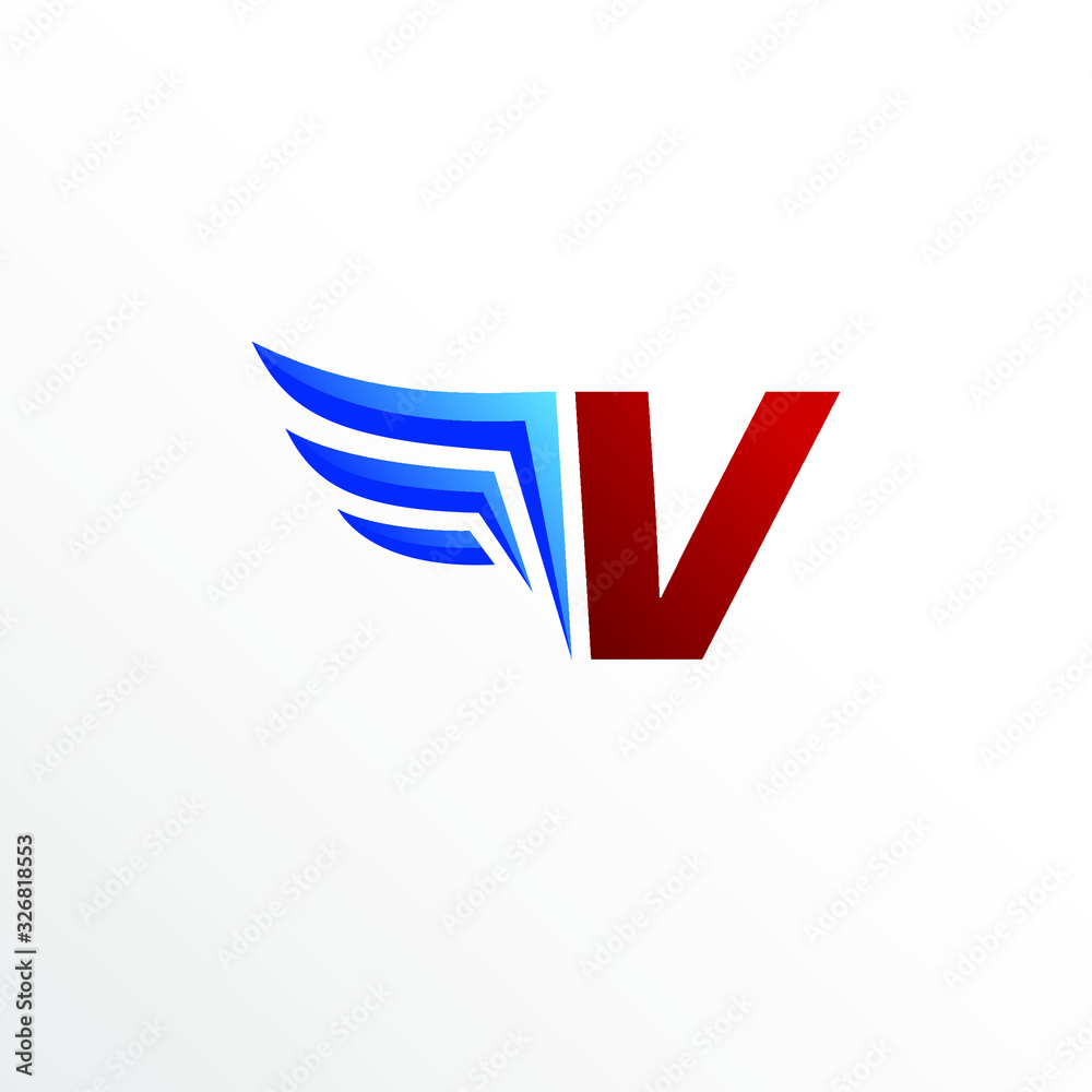 Initial Letter V with Wing Logo Design Initial Letter V with Wing Logo Design