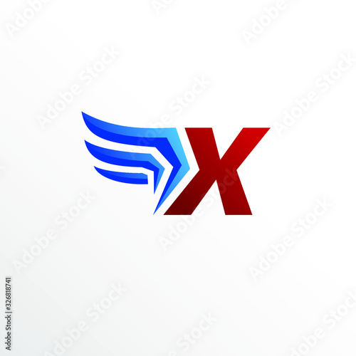 Initial Letter X with Wing Logo Design