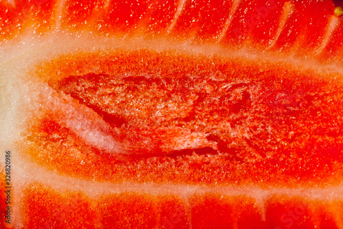Closeup of strawberry in the cut.
