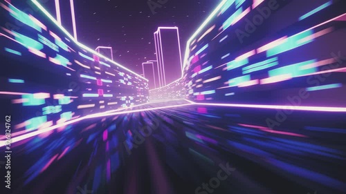80s retro synthwave style 3d render animation loop photo