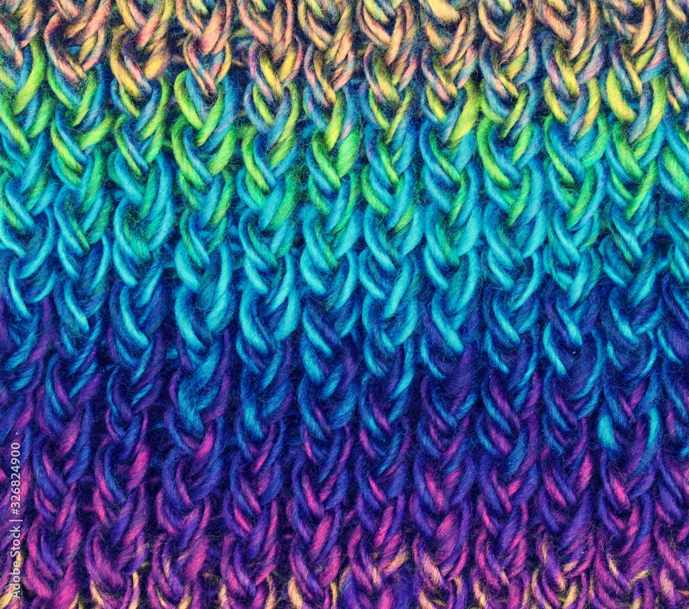 Close up on gradient color yarn