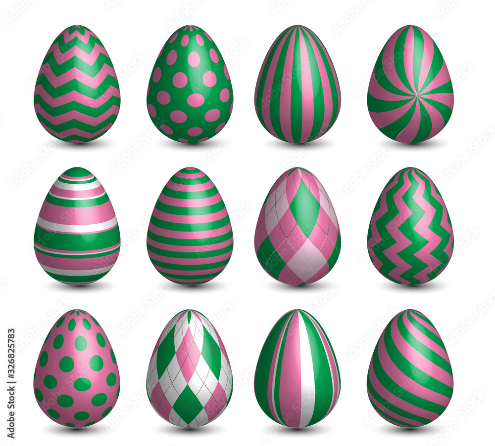 Pink and Green 3D Easter Eggs