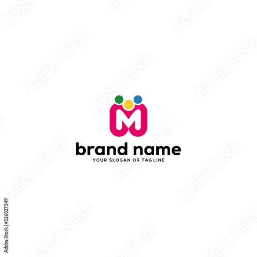 design logo letter m and people vector