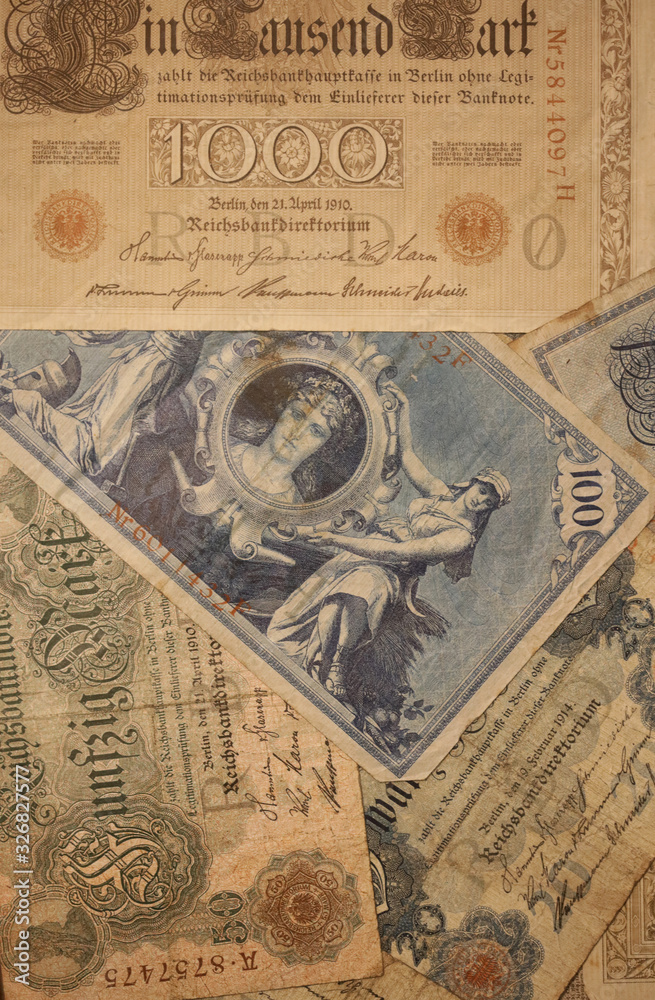 Old original german money macro background fifty megapixels stock ...