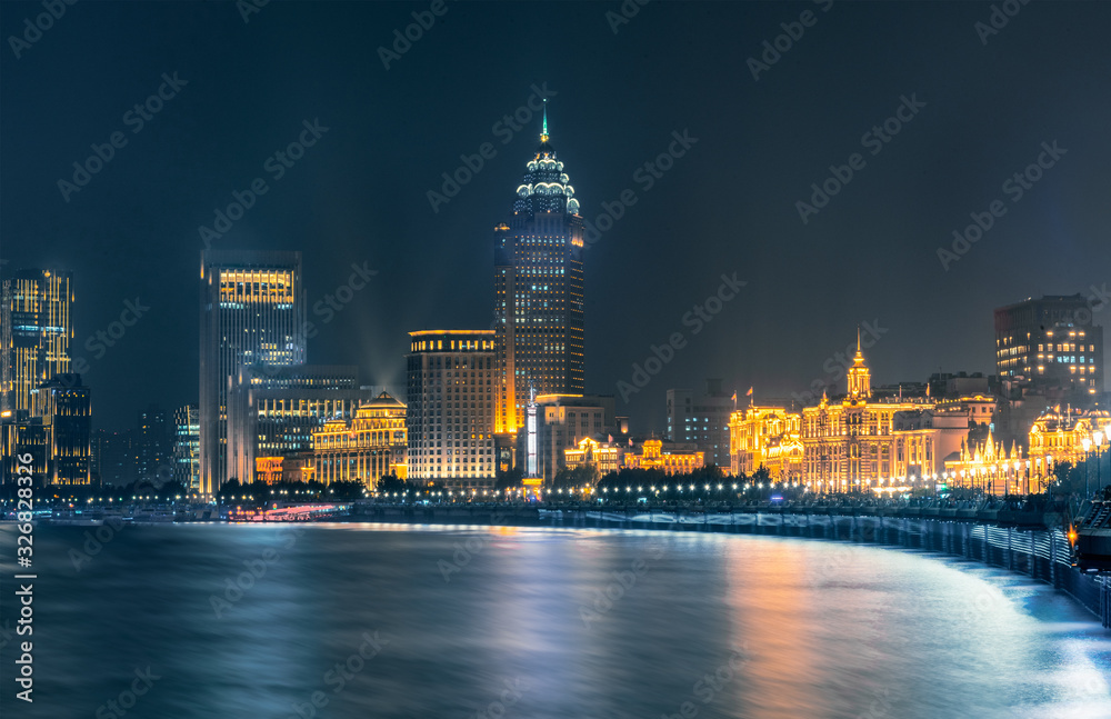 Night view of the Bund in Shanghai, China