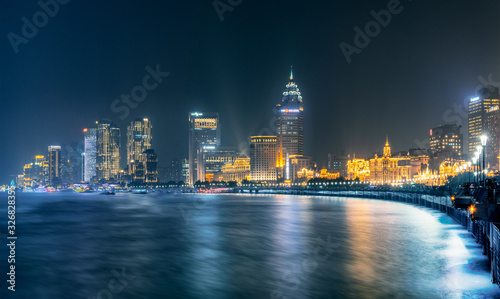 Photography Night view of the Bund in Shanghai, China