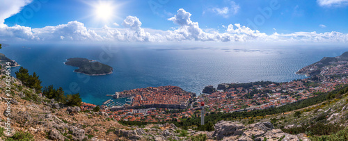 View of whole city of Dubrovnik from above, from the viewpoint, Croatia.