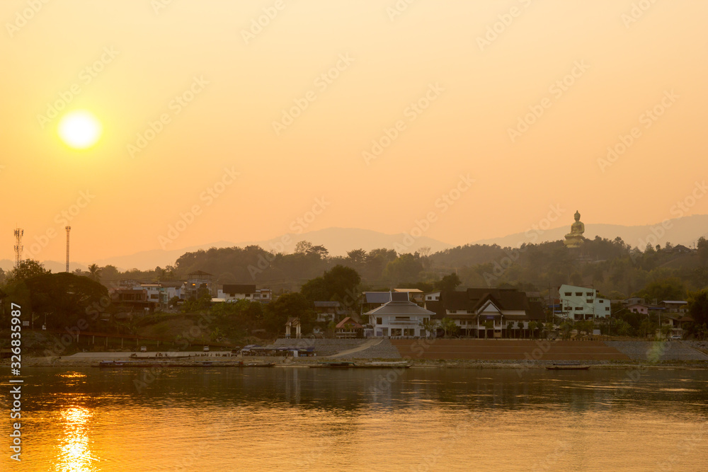 sunset view in Chiang khong shooting from bokeo, Laos