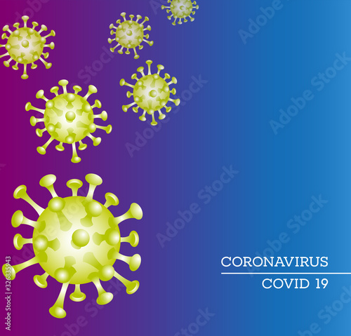 COVID-19, Novel coronavirus (2019-nCoV) model vector illustration on gradient background.