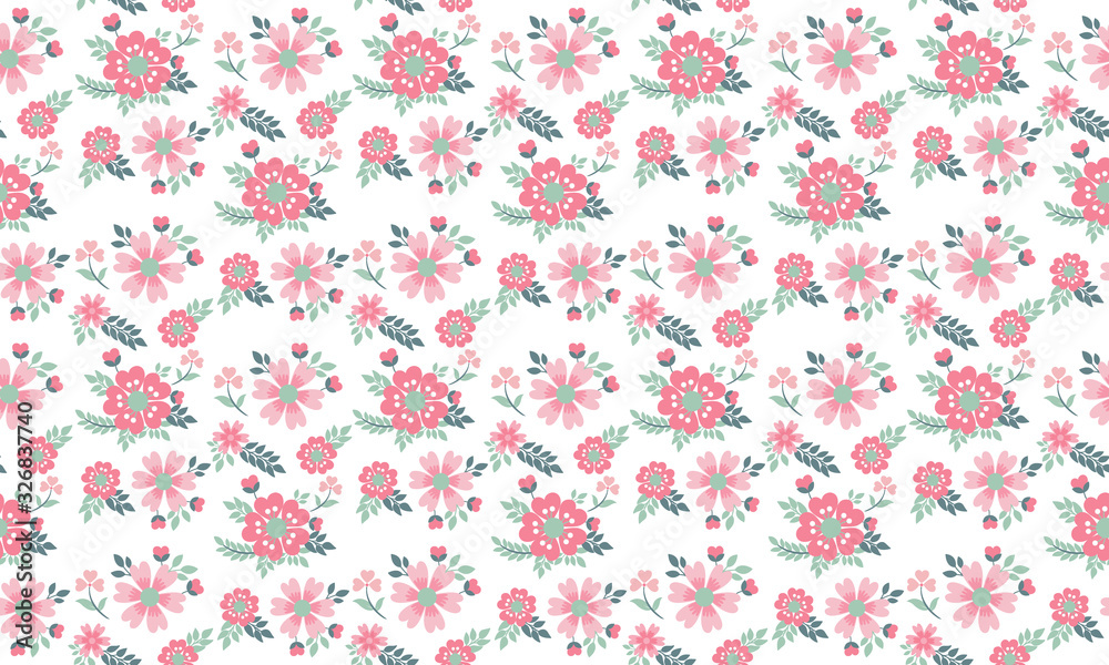 Elegant Poster for spring, with leaf and floral pattern background design.