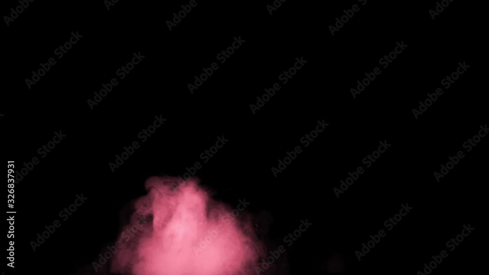 Smoke PINK ( RED ) in black background 4K resolution. RED cloud, fog, smoke, ice cloud, ice smoke. Abstract RED smoke in slow motion.