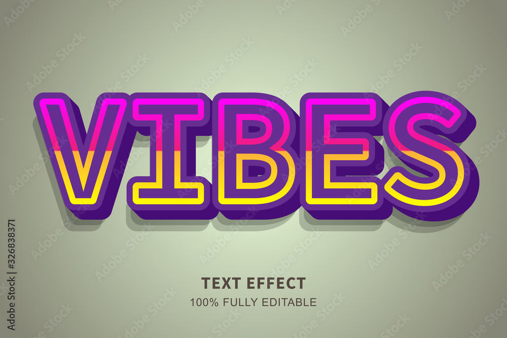 Red yellow on bold purple vibrant text effect, editable text