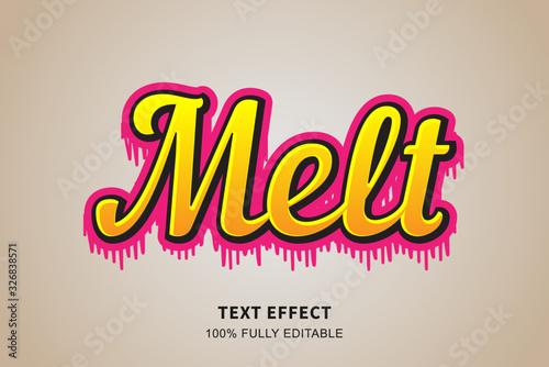 Melt style for t-shirt design text effect, editable text