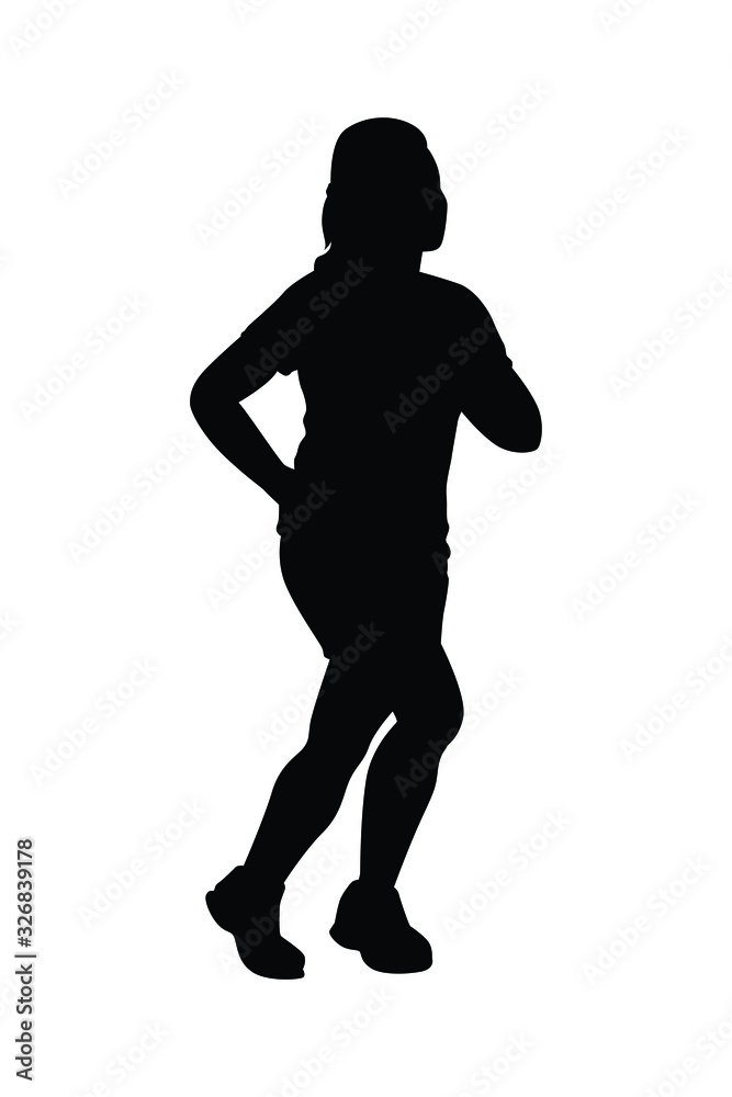 Female runner silhouette vector, athlete