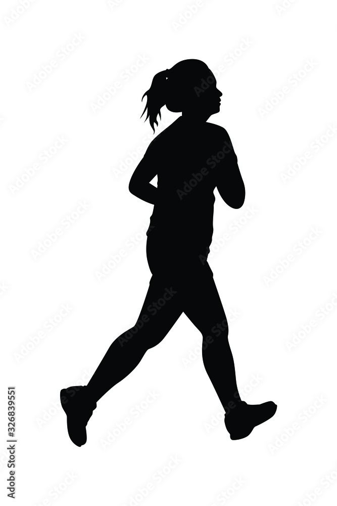 Female runner silhouette vector, athlete