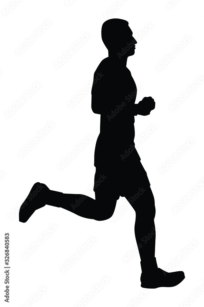 Male runner silhouette vector, athlete