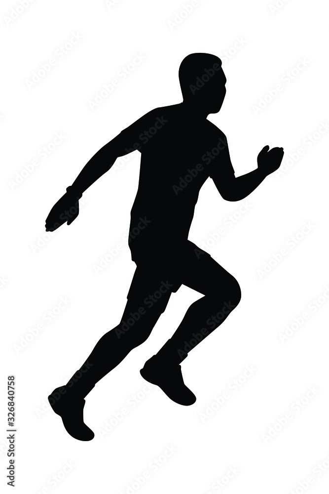 Male runner silhouette vector, athlete