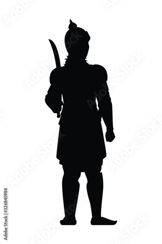 India ancient warrior silhouette vector, people