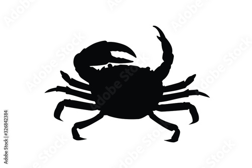 Crab silhouette vector, animal wildlife