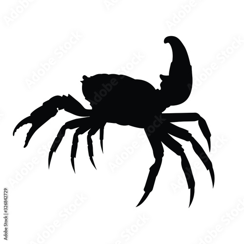 Crab silhouette vector, animal wildlife