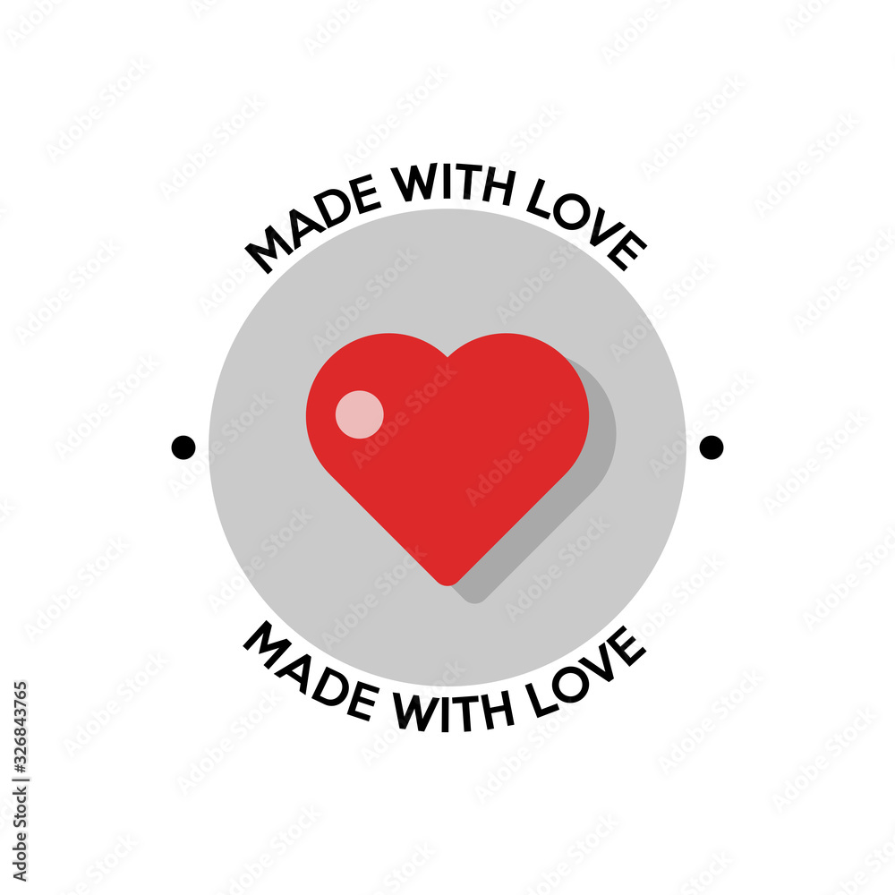 Made With Love icon. Flat style illustration. Isolated on white background. Made With Love icon. Flat style illustration. Isolated on white background.