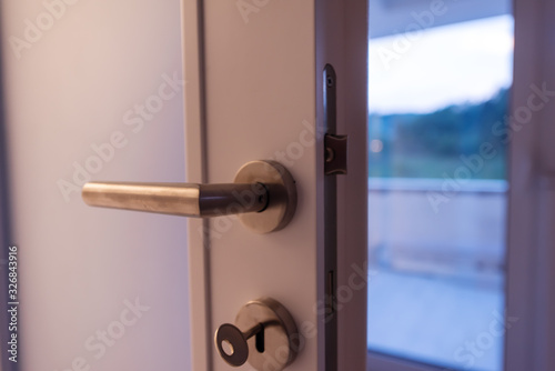 door handle in room interior photo