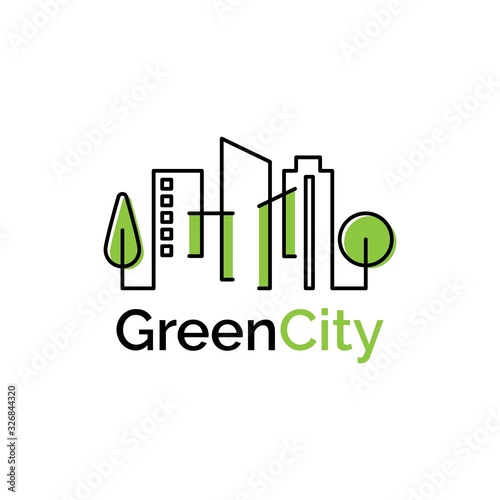 Green city logo design vector template