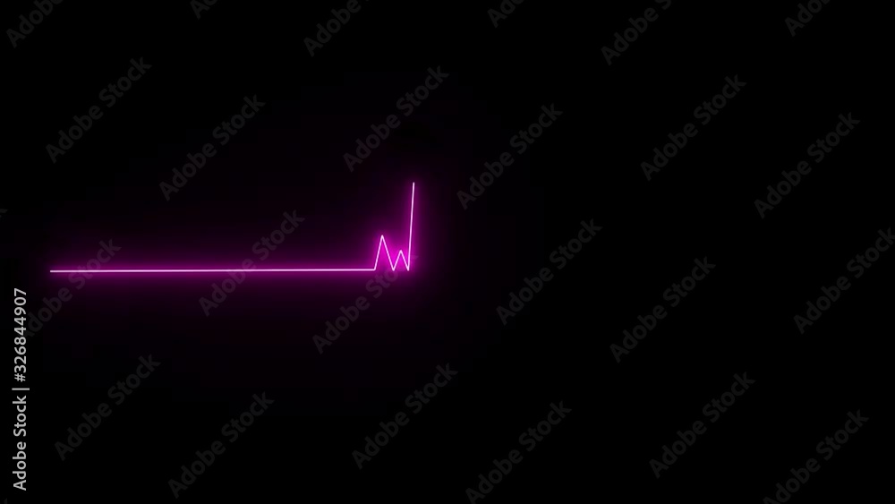 Cardiogram heartbeat pulse glowing purple neon light loop animated background. heart rate loopable animation.